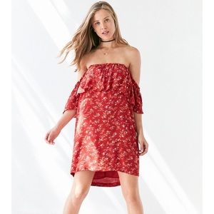 Kimchi Blue Off the Shoulder Red Floral Dress